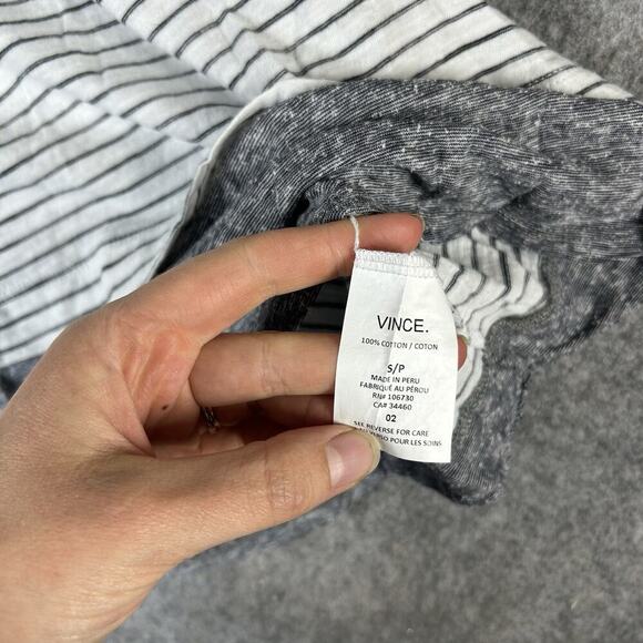 Vince Striped Slub Tank Top Women’s Small Striped Optic White Cotton Flaw - Picture 8 of 8